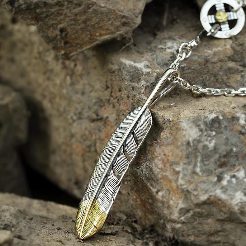 WorldNorse 925 Sterling Silver Feather Necklace