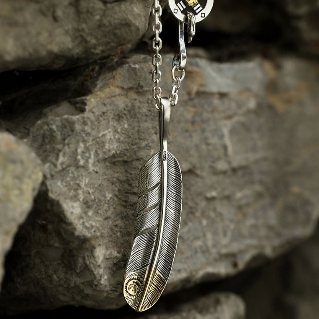 WorldNorse 925 Sterling Silver Feather Necklace