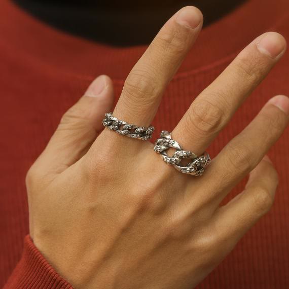 WorldNorse 925 Sterling Silver Cross Chain Ring