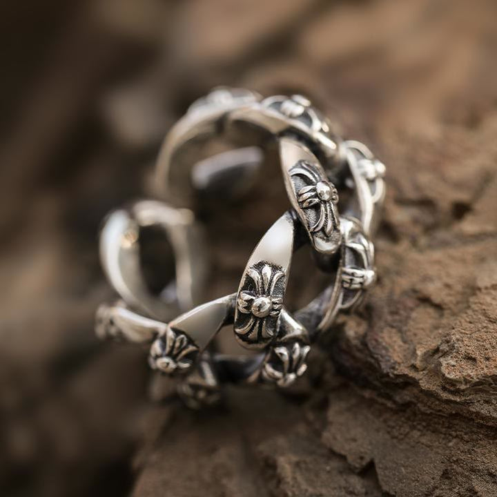 WorldNorse 925 Sterling Silver Cross Chain Ring