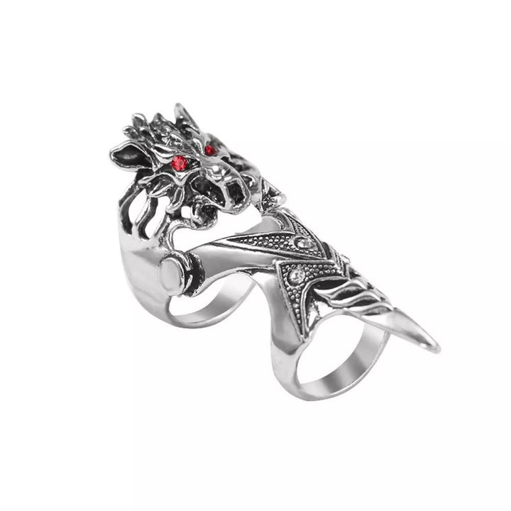 WorldNorse Norse Dragon Skull Full Finger Ring