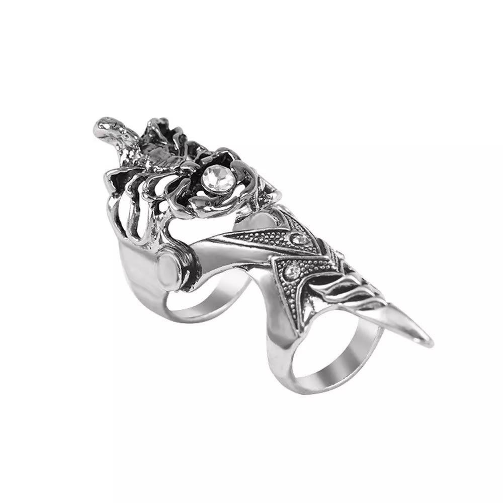 WorldNorse Norse Dragon Skull Full Finger Ring