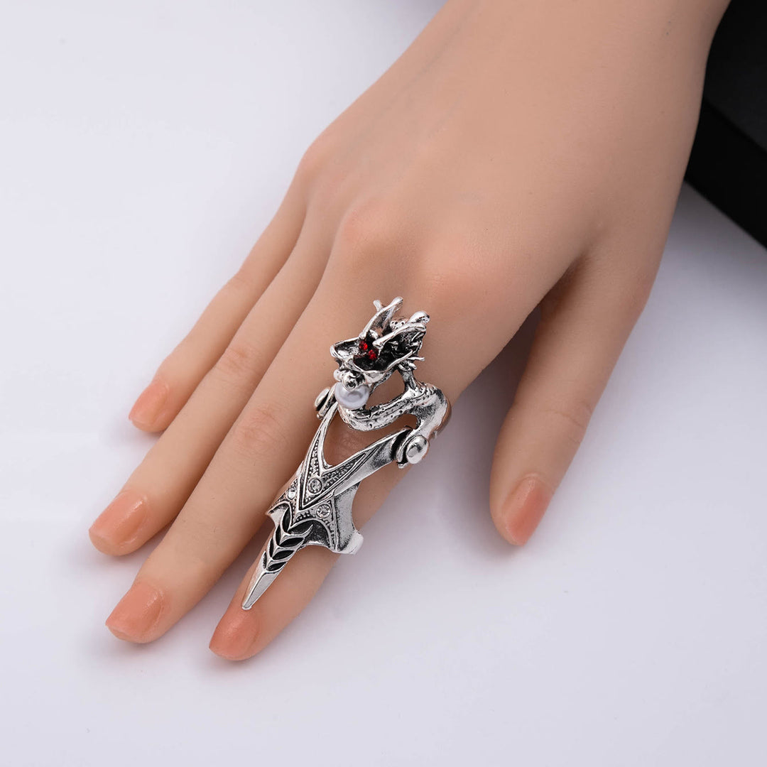 WorldNorse Norse Dragon Skull Full Finger Ring - image 5