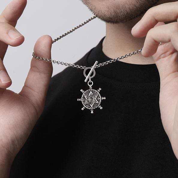 WorldNorse 925 Sterling Silver Helm Hexagram Necklace