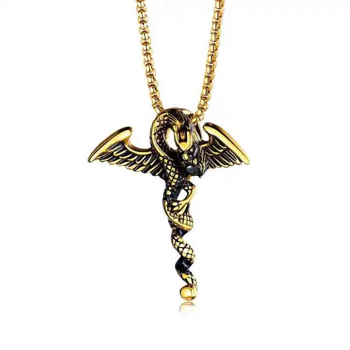 WorldNorse Dragon Wing Sword Necklace - Gold - image 5