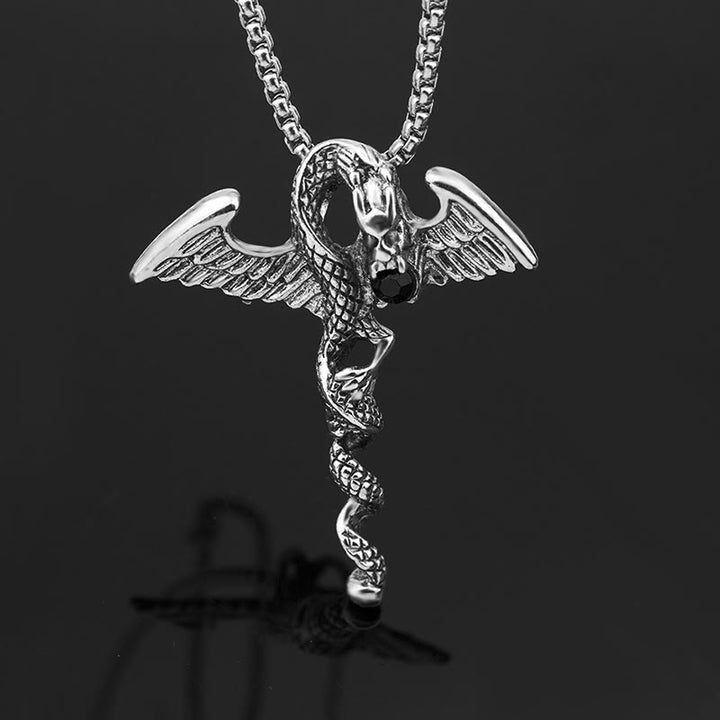 WorldNorse Dragon Wing Sword Necklace - Silver - image 0
