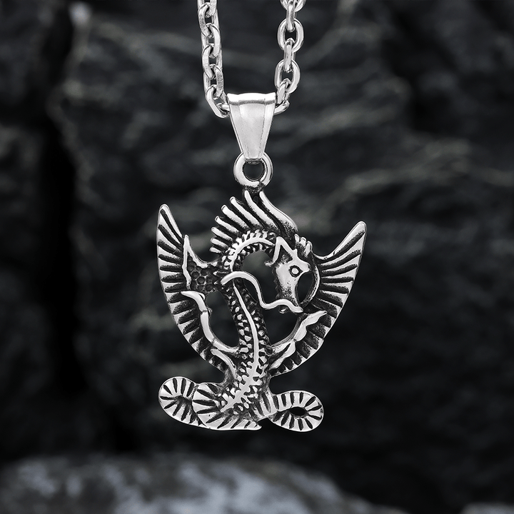 WorldNorse Flying Dragon Steel Necklace