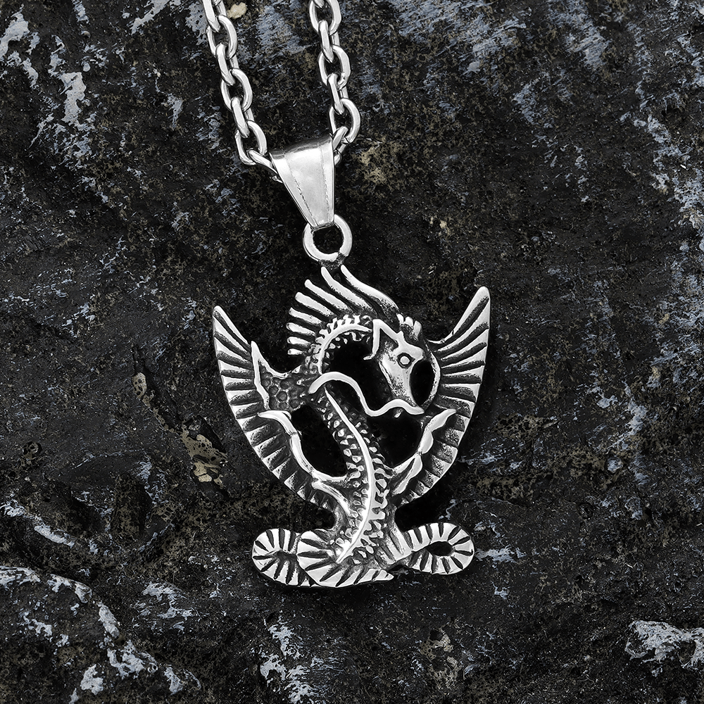 WorldNorse Flying Dragon Steel Necklace