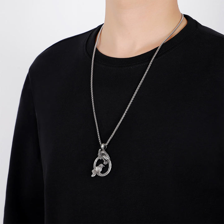 WorldNorse Handmade Odin's Ravens Huginn and Muninn Necklace