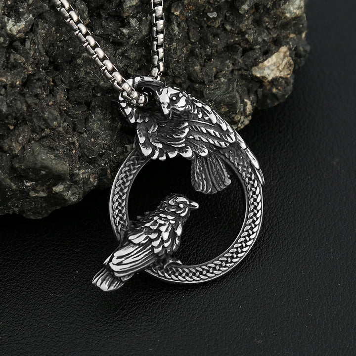 WorldNorse Handmade Odin's Ravens Huginn and Muninn Necklace