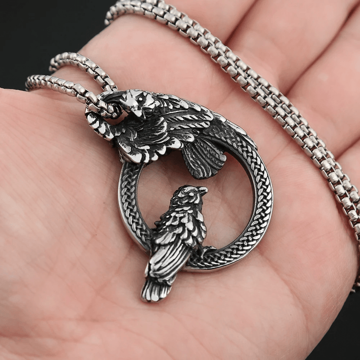 WorldNorse Handmade Odin's Ravens Huginn and Muninn Necklace