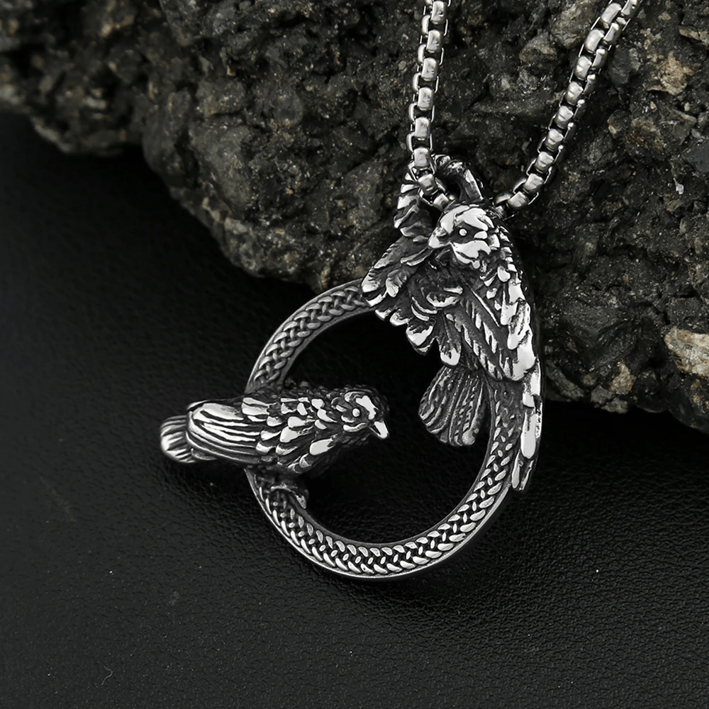 WorldNorse Handmade Odin's Ravens Huginn and Muninn Necklace