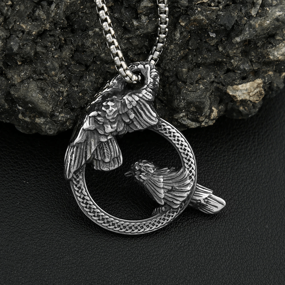 WorldNorse Handmade Odin's Ravens Huginn and Muninn Necklace