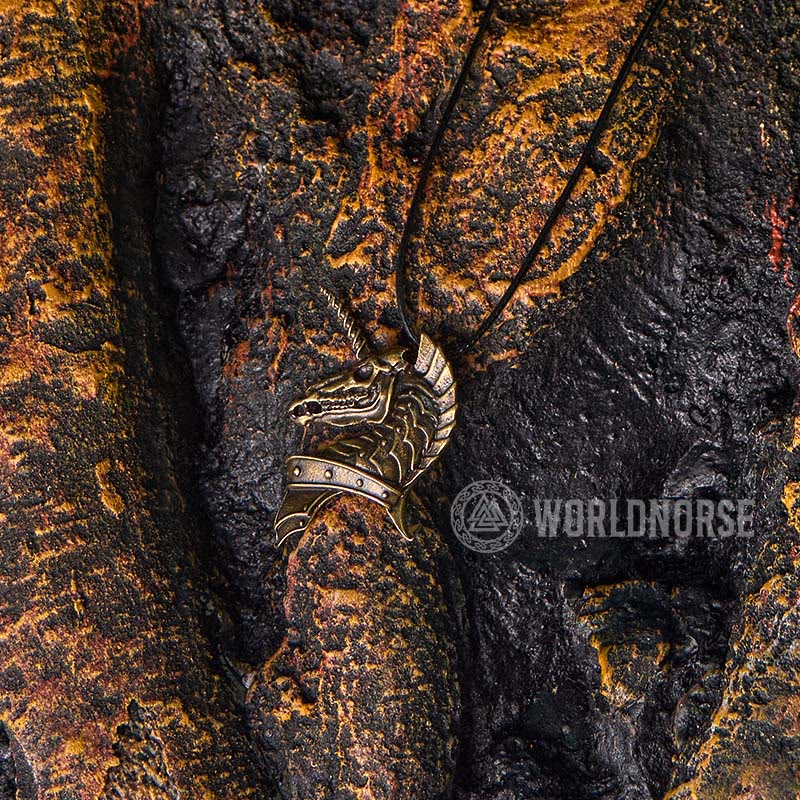WorldNorse Unicorn Holy Beast Necklace - Retro Bronze - With Wax Rope - image 11