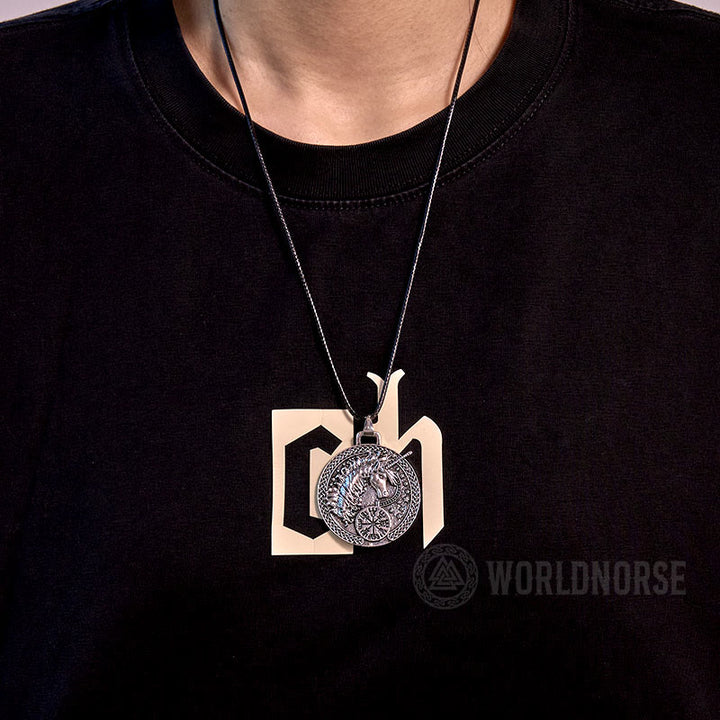 WorldNorse Celtic Vegvisir Unicorn Necklace - image 1