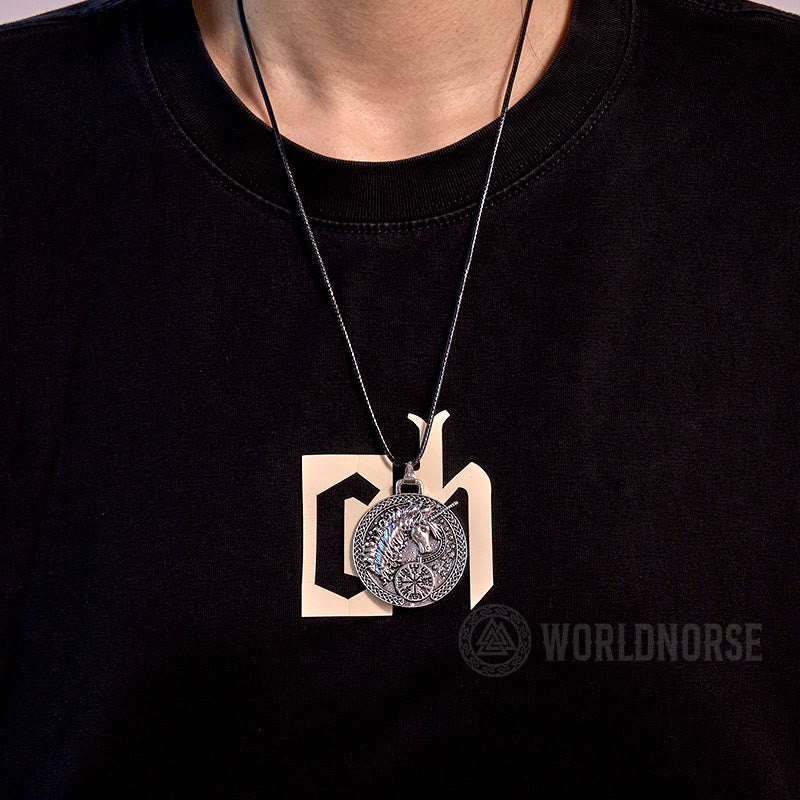 WorldNorse Celtic Vegvisir Unicorn Necklace