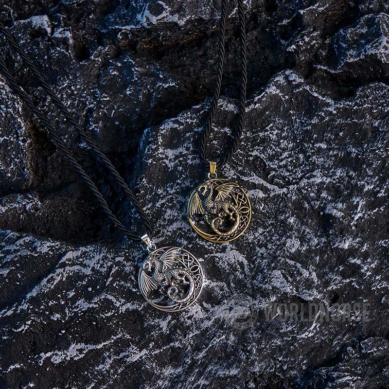 WorldNorse Gothic Celtic Flying Dragon Necklace