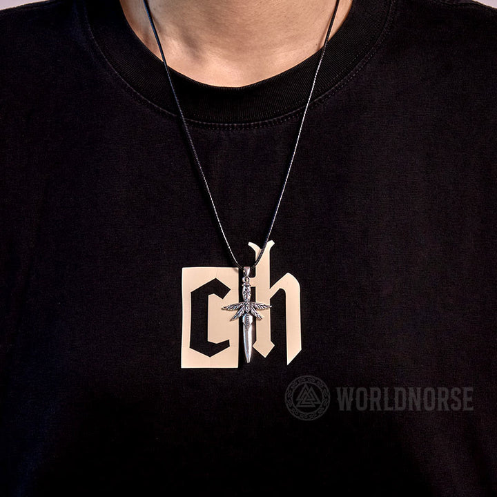 WorldNorse Skull Dragonfly Dagger Necklace