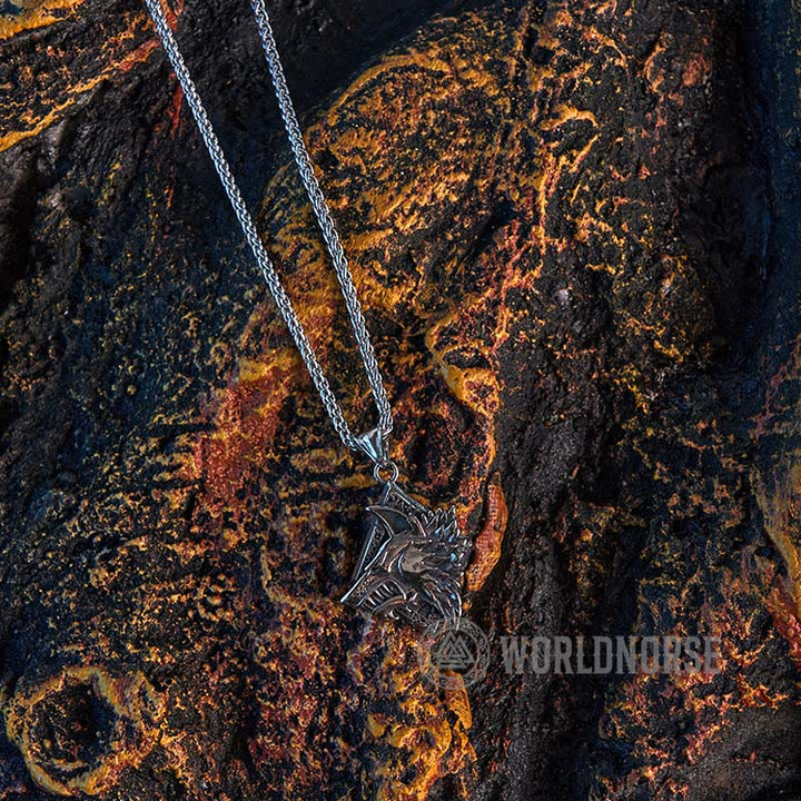 WorldNorse Geometric Wolf King Necklace