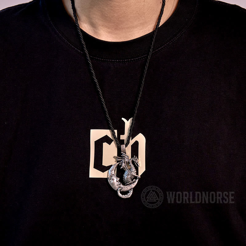 WorldNorse Mythical Viking Dragon Moon Necklace