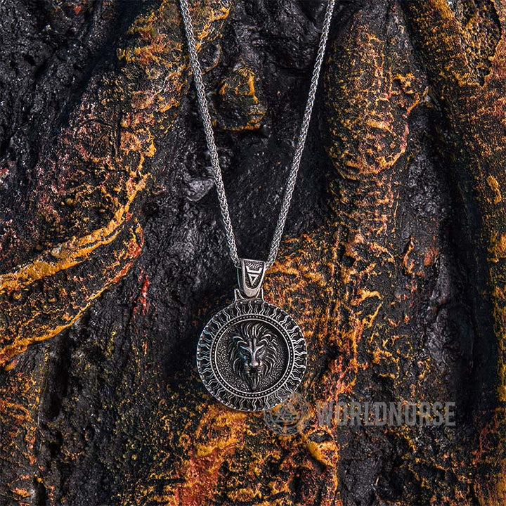 WorldNorse Solar Frost Lion Head Necklace