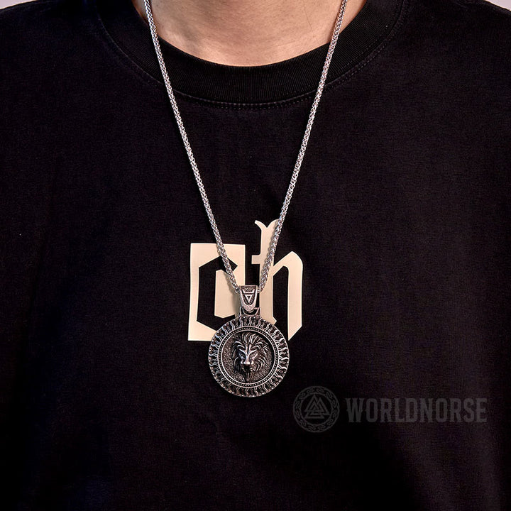 WorldNorse Solar Frost Lion Head Necklace