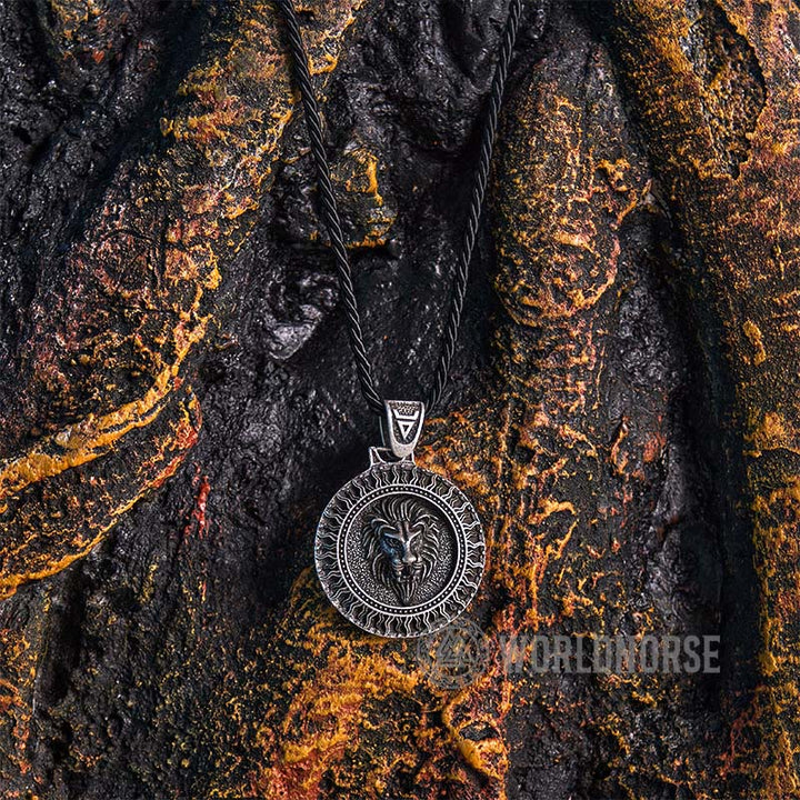 WorldNorse Solar Frost Lion Head Necklace - With Rope - image 6