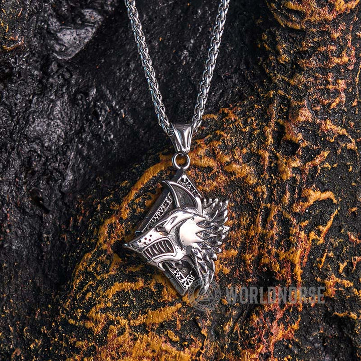 WorldNorse Geometric Wolf King Necklace