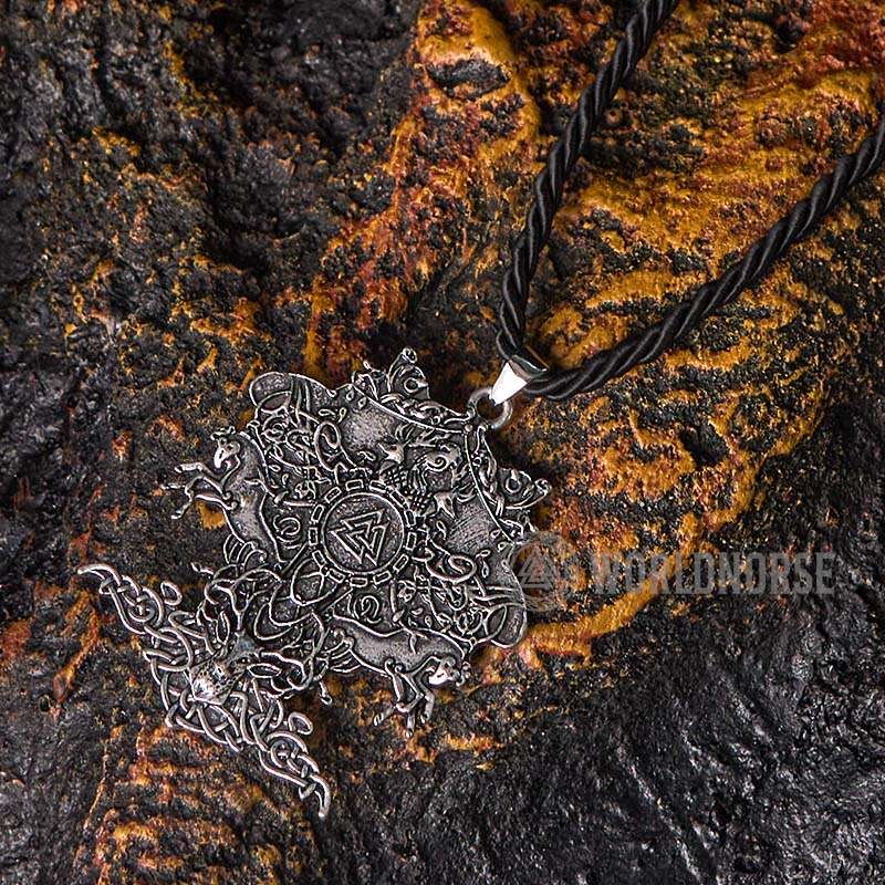 WorldNorse Valknut Spirit Tree Of Life Necklace - Retro Silver - image 0