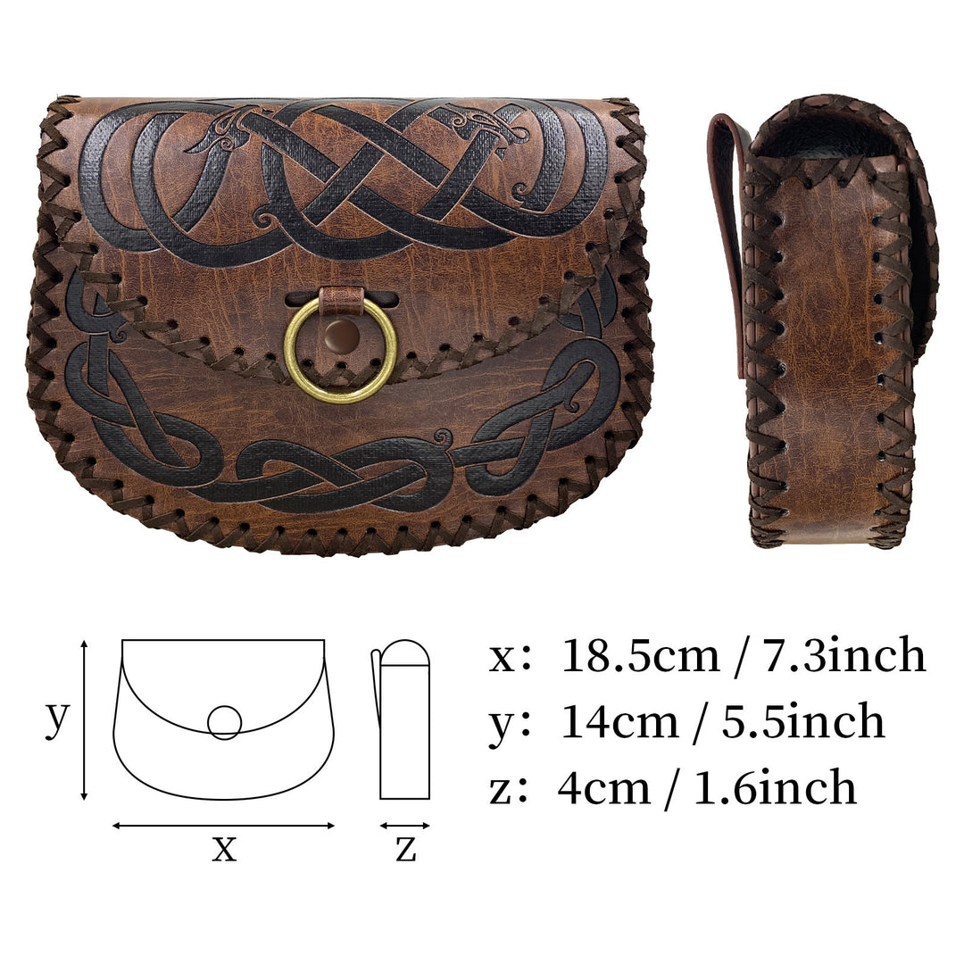 WorldNorse Celtic Knot Jormungandr Belt Pouch Leather Bag