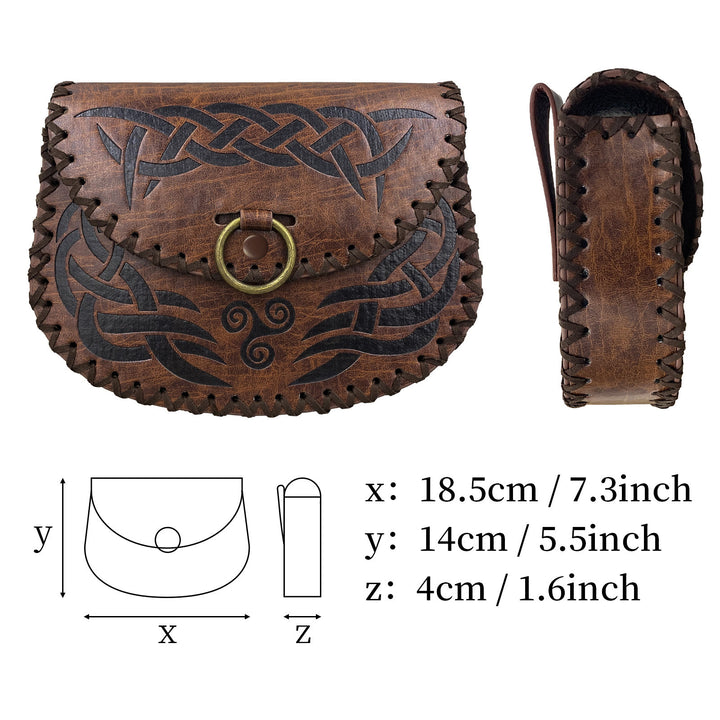 WorldNorse Celtic Knot Jormungandr Belt Pouch Leather Bag