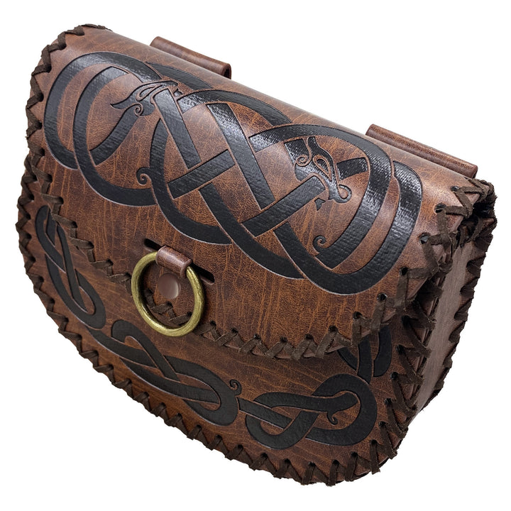 WorldNorse Celtic Knot Jormungandr Belt Pouch Leather Bag