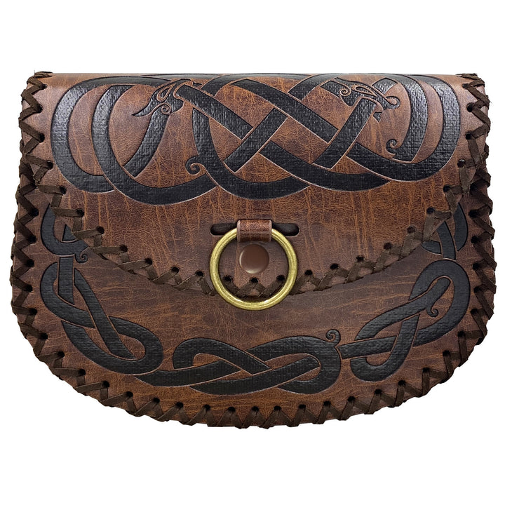 WorldNorse Celtic Knot Jormungandr Belt Pouch Leather Bag