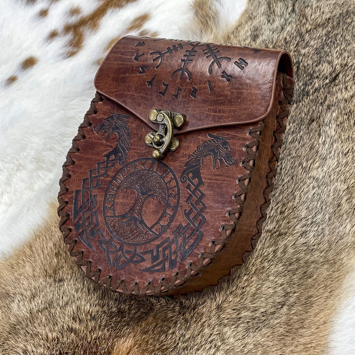 WorldNorse Viking Style Leather Belt Pouch Bag