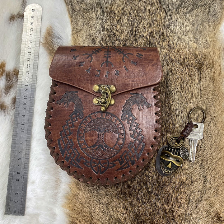 WorldNorse Viking Style Leather Belt Pouch Bag