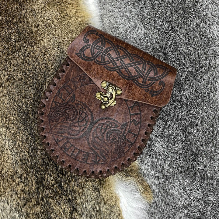 WorldNorse Viking Style Leather Belt Pouch Bag