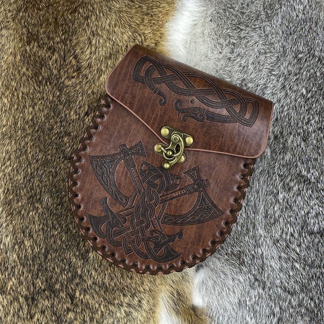 WorldNorse Viking Style Leather Belt Pouch Bag