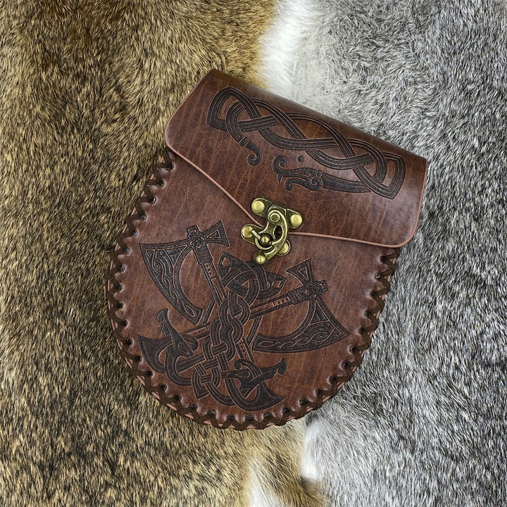 WorldNorse Viking Style Leather Belt Pouch Bag