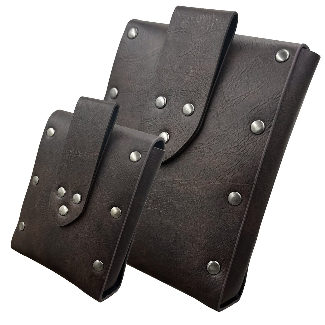 WorldNorse Square Rivet Leather Belt Pouch Bag Set