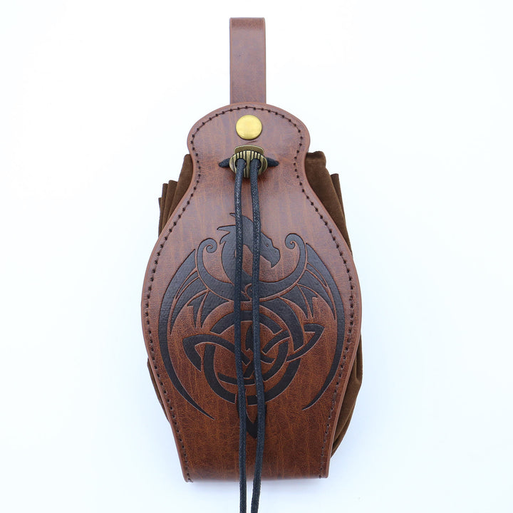 FREE Today: Viking Leather Vegvisir and Dragon Pouch Bag - Dragon - Brown - image 14
