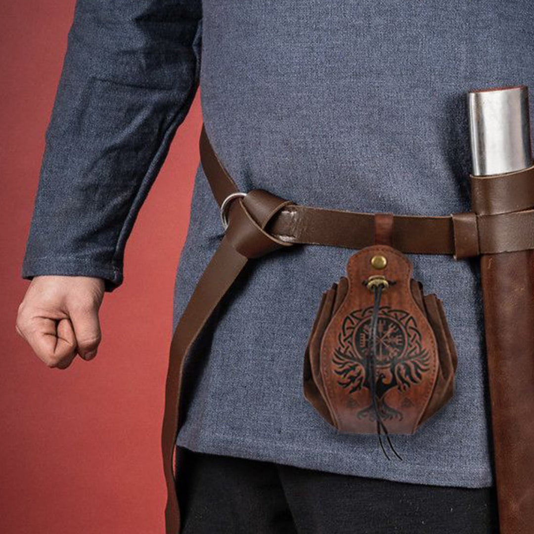 WorldNorse Brown Leather Belt Pouch Bag