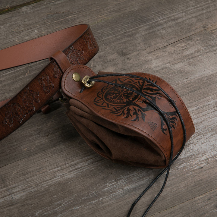 WorldNorse Brown Leather Belt Pouch Bag