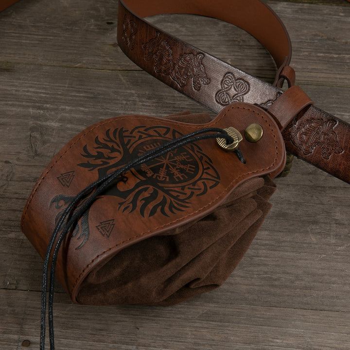 WorldNorse Brown Leather Belt Pouch Bag