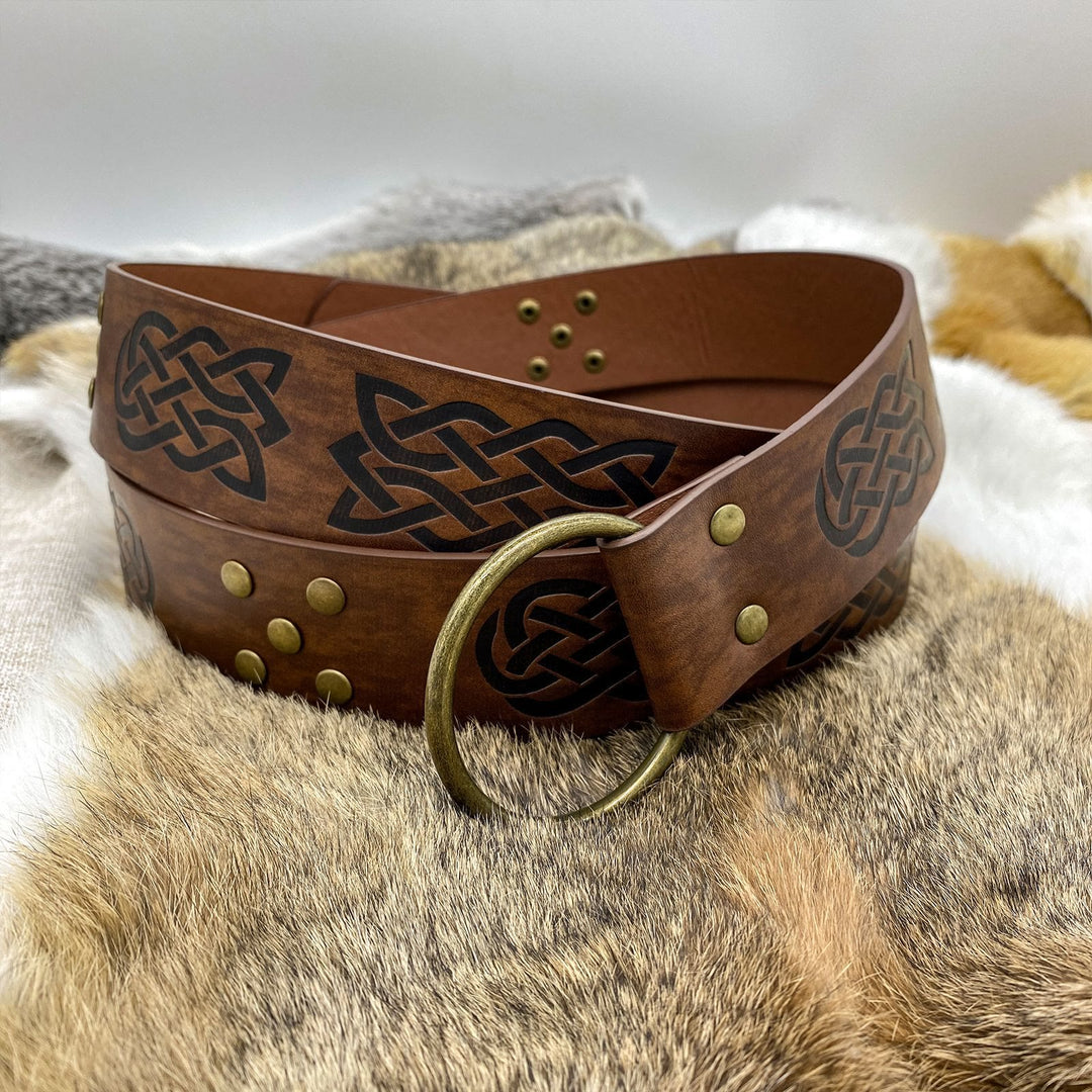 WorldNorse Embossed Rivet Leather Belt