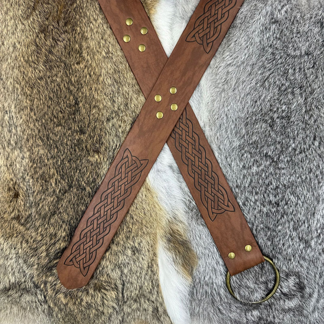 WorldNorse Embossed Rivet Leather Belt