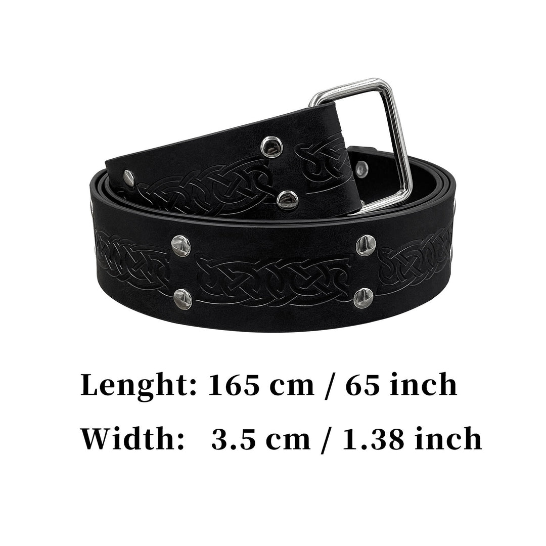 WorldNorse Square Buckle Embossed Leather Belt