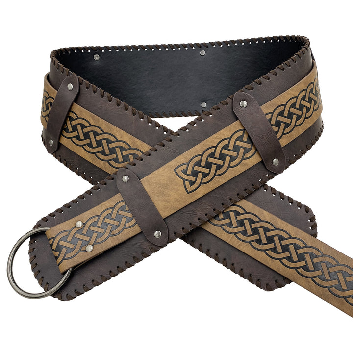 WorldNorse Rivet Rune Celtic Knot Wide Belt