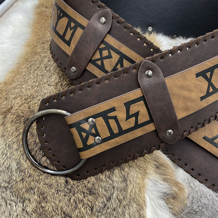 WorldNorse Rivet Rune Celtic Knot Wide Belt