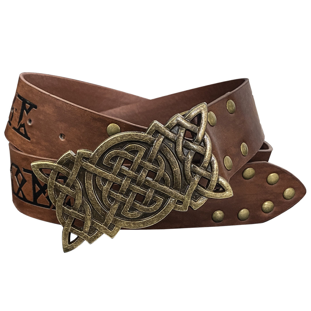 WorldNorse Rivet Rune Celtic Knot Buckle Belt