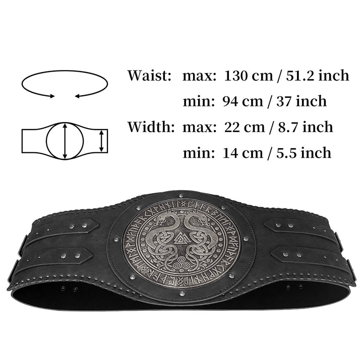 WorldNorse Vintage Serpent Valknut Rune Waistband